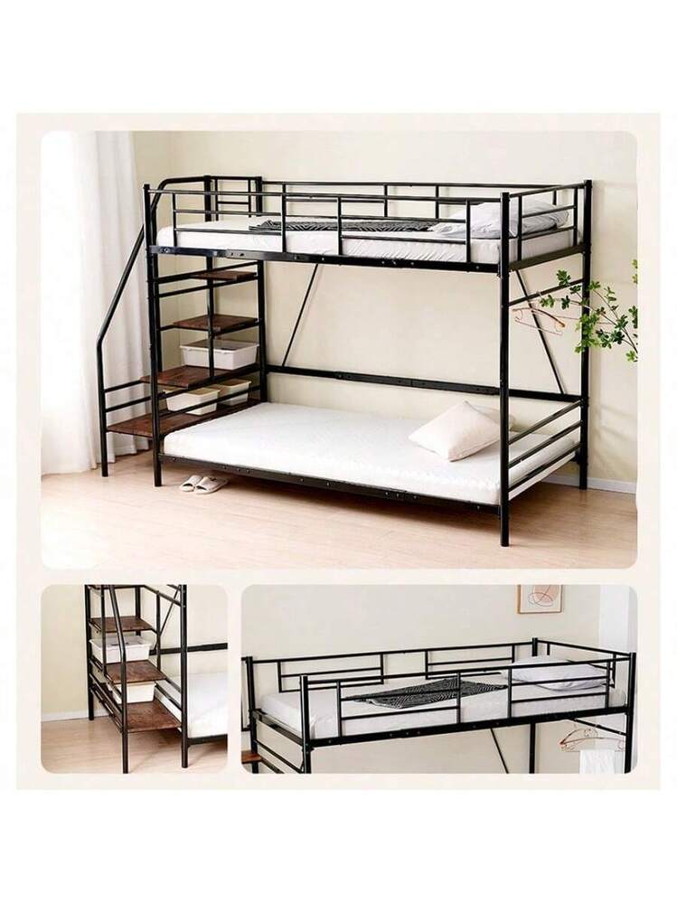 S ロフトベッド 階段付き S パイプベッド シングル 収納 スチール 耐震