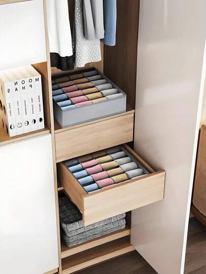 Sock And Underwear Organizer,24 Compartment Foldable Drawer Divider Organizer, Closet Divider Baskets, Space Saving For Home Closets, Bedroom Accessories, Organizer Decor, Holiday/Room/Home/Bedroom Decor, Storage Boxes, Home Storage