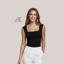 Set Of 2 Basic Tank Tops With Square Neckline. - 2 BLACKS - View 3