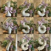 12个/套 40英寸焦糖色铝膜数码气球，饰有大型粉色蝴蝶结，适合装饰生日派对、家庭聚会和户外节日庆典。 - 焦糖色 - 查看 1