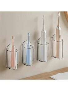 1个自粘式电动牙刷架，壁挂式浴室收纳架，无需电源，安装简便，适合作为圣诞节/万圣节礼物和家居浴室装饰，也是返校季秋季装饰浴室配件和浴室工具的理想之选。 - 彩色 - 查看 2