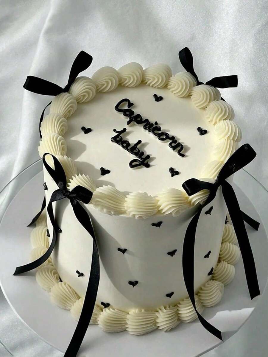 20pcs Bow Ribbon Cake Decorations, Black Silk Cake Skirt, Graduation Ceremony Cake Toppers, Decorate Your Cake, Birthday Party Tabletop Decor