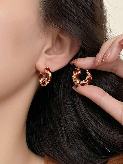 2 piezas de pendientes circulares elegantes y versátiles de alta gama, de estilo vintage francés, lujosos y de moda, esenciales para los atuendos de otoño/invierno de las mujeres