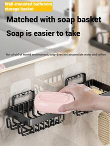 5/Piece Set Bathroom Storage Rack, Including Corner Shower Rack, Wall-Mounted Soap Dish, Shampoo Rack And Soap Dish, Suitable For Home Bathroom Decoration, Black Bathroom Storage Rack, Shampoo Rack, Bathroom, Bathroom Accessories, Bathroom Decoration