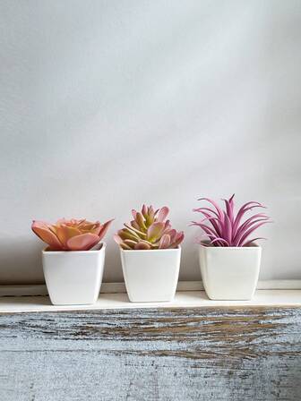 1pc/3pcs Artificial Mini Plastic Potted Green Plants Decor - Indoor Home Living Room, Window, Balcony Greenery Decoration, Wedding & Valentine's Day Tabletop Centerpiece