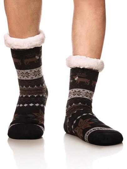 Calcetines de Invierno para Hombre DoSmart con Forro de Fleece Térmico, Calcetines de Punto Suaves, Cálidos, Acogedores, Peludos, Navideños, Antideslizantes