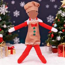 30cmBookshelf Doll Christmas Chef Outfit, Clothes For MischievousDoll Not Included), Party Holiday Decor Photography Prop, Bookshelf Doll Accessory, Christmas Tree Decoration, Essential Christmas Gift, Birthday Party, Wine Bottle Decor, Home Gathering Decoration - Multicolor - View 8