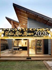 1件新年快乐横幅，2026背景横幅，2026新年背景布，2026新年派对装饰，新年快乐装饰，新年庆祝活动，除夕仪式装饰 - 彩色 - 查看 3