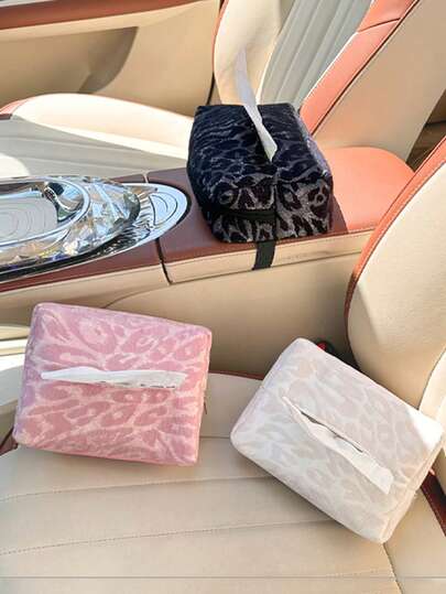 1 pezzo Scatola portafazzoletti per auto elegante e carina con stampa leopardata, portafazzoletti multifunzionale per auto