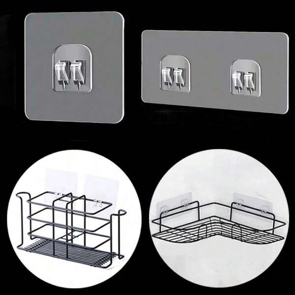 1/2/4/8pcs Double-Claw Or Single-Claw Transparent Adhesive Hook, Strong Adhesion, No Damage And No Drilling Wall Hanging Clip, Suitable For Bathroom And Kitchen Shelves