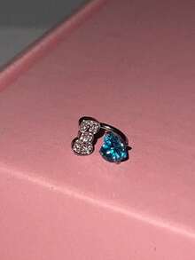 Cute Bowknot Heart 316L Stainless Steel Annular Ear Bone Nail Fashion Delicate Zirconia Earring For Women Y2K Punk Jewelry(The Perforation Of The Ear Bone Clip Is Relatively Large Diameter1.2mm)