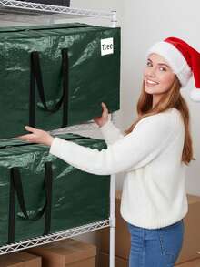 Christmas Tree Storage Bag - Fits Up To 7.5 Foot Xmas Holiday Tree, Zippered Bag, Carry Handles, Durable Waterproof Material, Protects Against Dust And Moisture, Red