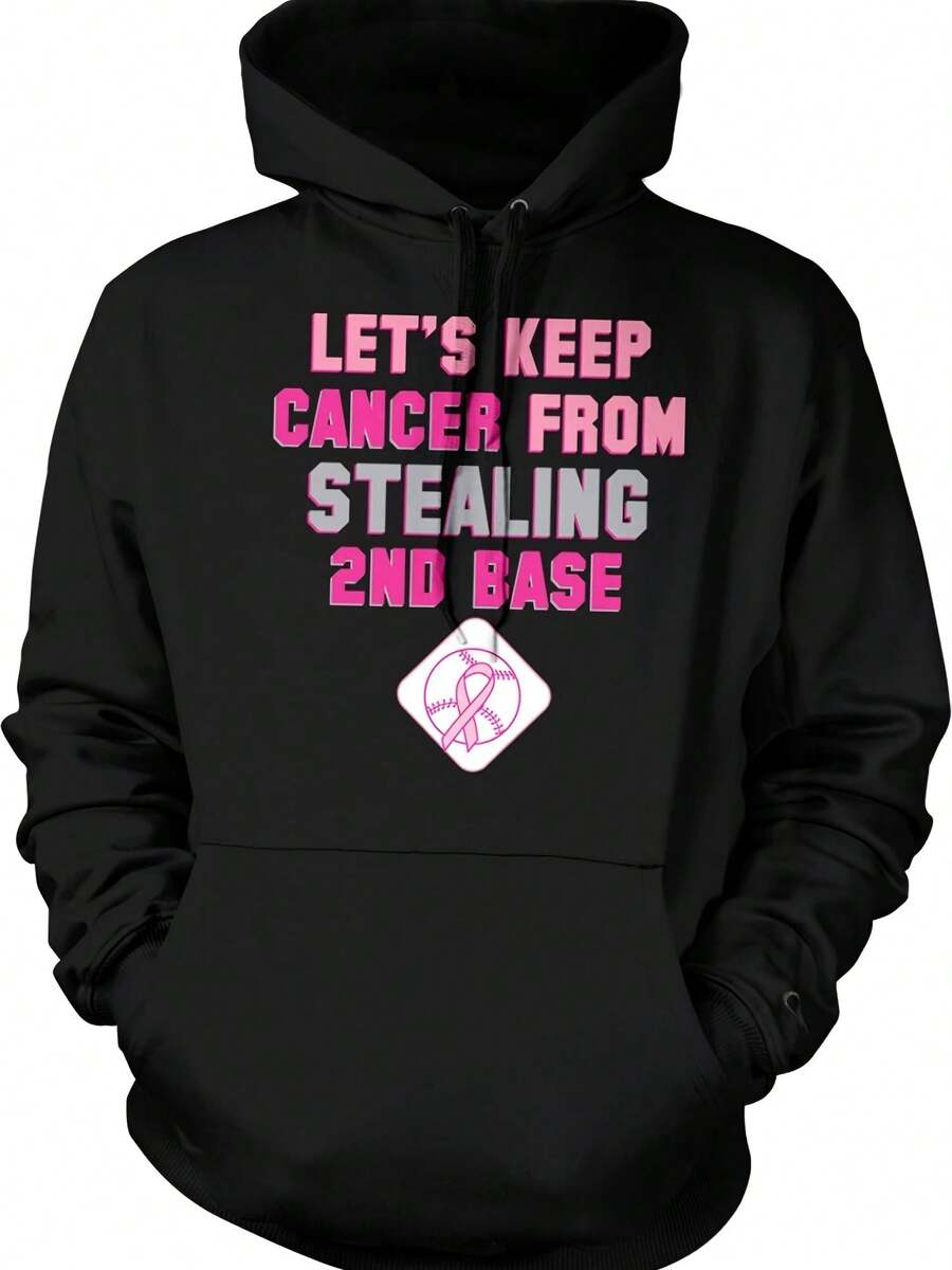 Let's Keep Cancer From Stealing 2nd Base Hooded Sweatshirt, HOOD00436 - Style 9 - View 1