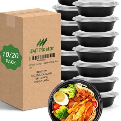 5/10/20 pièces Boîtes de préparation de repas avec couvercles - Bols de rangement alimentaire ronds de 32 oz, réfrigérateur, dîner, déjeuner, anniversaire, pique-nique, vacances, fruits et légumes