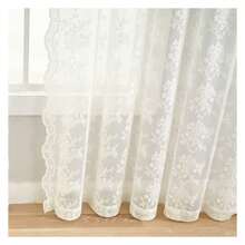 102 Inch Long Lace Curtains Custom LengthFlower Pattern Sheer Drapes Farmhouse IvoryLight Filtering Curtains 102 Length 2 Panelsfor Patio Sliding Door Bedroom ,52x102 Inch - Multicolor 633 - View 4