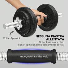 Bộ tạ 2 trong 1 SPORTNOW và thanh tạ có thể điều chỉnh 20kg với tay cầm chống trượt, bộ tập luyện tại nhà với 8 đĩa tạ, thanh tạ và 2 thanh tạ đơn bằng thép - màu đen - Xem 5