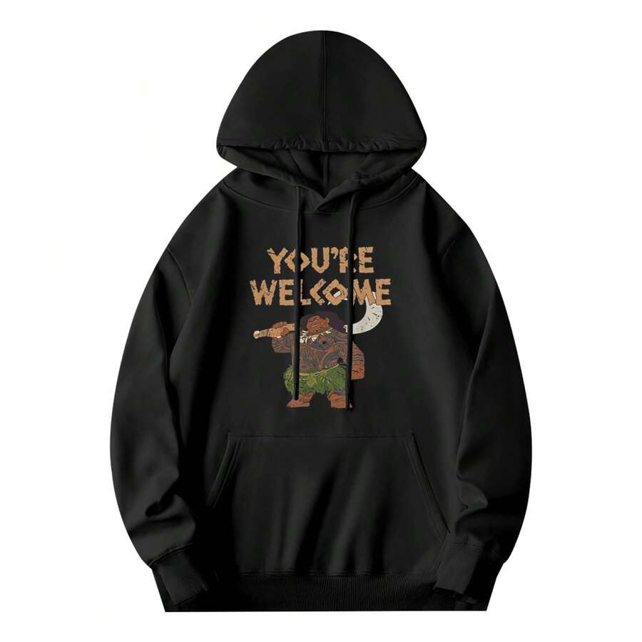 One Black Hoodie MoanaS Maui Confident Pose You're Welcome Graphic Print T Shirt Men Women Cotton Tee Shirt Clothing Basic Crew Neck T-Shirts - 款式29 - 查看 1