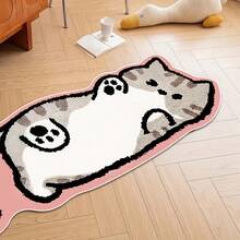 1 szt. dywanik w kolorze szaro-różowym z kreskówkowym wzorem w kształcie kota, materiał ze sztucznej wełny, uroczy, puszysty, pluszowy dywanik w kształcie kota, antypoślizgowy spód z tworzywa TPR, odpowiedni do użytku w pomieszczeniach o każdej porze roku - pasuje do sypialni, pokoju gier, salonu, łazienki i pralni - dywan dekoracyjny do domu, trwały i nadający się do prania w pralce - prezent na Boże Narodzenie, dla miłośnika kotów, na parapetówkę, Święto Dziękczynienia i Boże Narodzenie! - Wielokolorowe - Zobacz 7