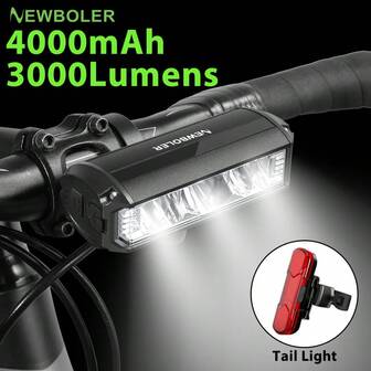 NEWBOLER Bicycle Front Light 4000mAh 3000Lumens Bike Light Gravel MTB Road Bike Light Flashlight Bicycle Light Cycling Lamp Accessories