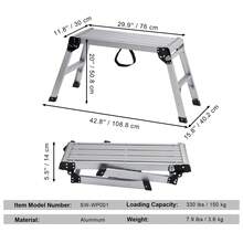 Plataforma de trabajo plegable , capacidad de carga de 330 libras, taburete de aluminio para paneles de yeso, banco de trabajo resistente con patas antideslizantes, ideal para lavar vehículos, limpiar, pintar y decorar - 330 libras - Ver 7