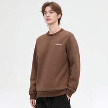 Adidas Unisex Crew Neck Sweatshirt With Fleece Lining, Perfect For Layering. - Brown - View 2