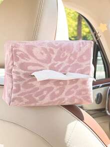 1pc Leopard Print Elegant & Cute Car Tissue Box, Multifunctional Car Tissue Holder - one-size - View 4
