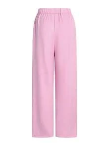 女士粉色衬衫上衣和裤子两件套，适合办公室穿着 - 粉色 - 查看 6