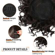 Elastic Drawstring Messy Bun Hair Piece,Synthetic Hair Bun Extensions,Fake Hair Curly Bun Hair Piece Clip Women Hair Bun Clips - Multicolor - View 2