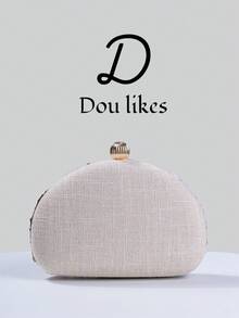 1pc New Floral Pattern Women's Handbag, 2025 Vintage Champagne Sequin Embroidered Flower Chain Evening Bag, Suitable For Party Girls, Brides, Newlyweds And Office Ladies, Party, Wedding, Mini Box Bag (Pattern Random), Suitable For Work, Business Travel, Outings, Commuting