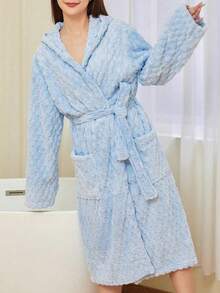 Ultra-Soft Flannel Bathrobe - Extra Long & Thick, Cozy Warm Loungewear For Autumn/Winter, Machine Washable
