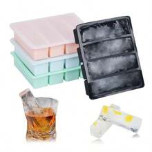 Large And Long Ice Cube Tray 2 Pack Silicone Freezing Container Sticks With Lid For Whiskey Water Bottle Food Leftovers And Baking - 黑色 - 查看 6