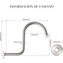COMVIDA 13 Pulgadas de Ducha Cabeza Brazo de Extensión con Chapeton en Forma de S de Alta Extensión,Brazo y Chapetón de Acero Inoxidable para Regadera de Ducha,CV-50040 - Níquel Cepillado1-34CM - Ver 4