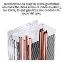 Ventilador para PC, disipador de CPU con 4 tubos de calor, radiador silencioso de alto rendimiento compatible con Intel y AMD - Blanco - Ver 7