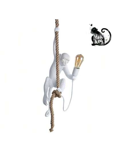 Alpinaluz Retro Edison E27 Resin Hang Lamp 'MAX' Wit Monkey Hemp Rope, Ideal Dining Room, Living Room Bar view 10