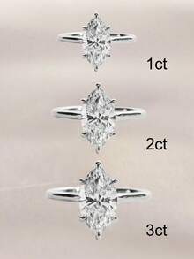 1 pieza Anillo solitario de circonita cúbica de 1-3 quilates, material de plata esterlina S925, anillo de compromiso y boda para mujer, joyería nupcial elegante, regalo de aniversario y cumpleaños - Plateado - Ver 5