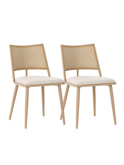 Pu Seat Cushion Rattan Chair, Beige, Black, Pieces, Restaurant, view 3