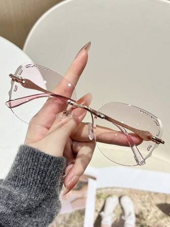 1 Pair Women's Frameless Fashion Fashion Glasses, Summer Beach Accessory
