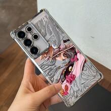 Funda de teléfono de anime japonés popular  para S25/S24/S23/S22/S21/S20 FE Ultra Plus 4G 5G, funda protectora transparente a prueba de golpes de alta gama y colorida con electrochapado - Mezcla de colores - Ver 4