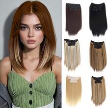 Synthetic Long Straight Hair Extensions Clip In Set Four Pieces Natural Volume Wig Heat-Resistant Wigs For Women Daily Party Use - Multicolor - View 3