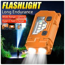 1pc V3 Mini LED Flashlight, Multifunctional Keychain Light, 12 Modes Fluorescent USB-C Rechargeable Flashlight, Outdoor Camping Lamp - Multicolor - View 4