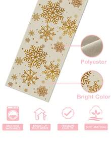 1pc Christmas Snowflake, Pancake Man & Tree Element Linen Table Runner, Single-Sided Printed, Suitable For Kitchen, Living Room Decor And Event Party Decoration, Christmas Decoration - Multicolor - View 3