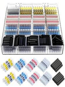 Heat-Shrink Welded Sealed Wire Connectors, High-Quality Waterproof, With Solder Rings For Secure Durability, Straight-Through Electrical Terminals, Suitable For Marine, Automotive, Truck, And Electrical Applications, DIY Insulated Wiring.