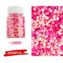2000 piezas de cuentas Perler de 2.6mm de color rosa en botellas pequeñas recargables, ligeras y portátiles, adecuadas para hacer accesorios DIY y pequeñas decoraciones artesanales