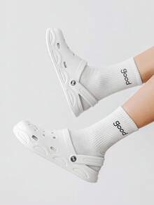 男女休闲透气镂空套脚鞋，轻便平底凉鞋，适合驾车、户外和室内穿着，情侣款，海滩度假皆宜（注意：尺码偏小，建议选购大一码） - 白色 - 查看 4