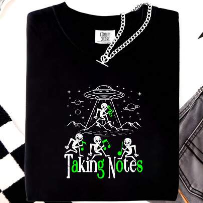 Funny Music Art Vintage Musical Note Gag Alien Music Lover T-Shirt.jpg220g M-en's Cotton T-Shirt - Heavyweight All-Purpose T-ShirT-Suitable for all people, whether woM-en or M-enhigh-quality durable fabric suitable for all seans,ft to the touch but built to lastBreathabletops woM.en fall outfiT.S for woM.en vaC.Ation outfiT.S woM.en halloween costume