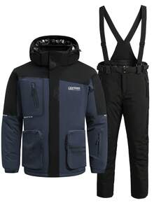 Conjunto de 2 peças de roupas esportivas e de lazer masculinas, jaqueta e calças profissionais para esqui HX503-1