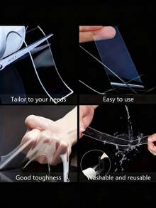 1/2/4 Peças de Fita Dupla Face Nano, Forte Adesão, Reutilizável, Sem Rastros, Lavável, Adequada para Natal, Decoração de Natal, Casamento, Dia dos Namorados, Casa, Escritório, Decoração de Festa, Decoração de Carro, Fita Dupla Face Multifuncional e de Uso Múltiplo