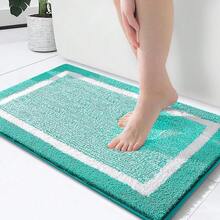 OLANLY Bathroom Rugs 24x16, Extra Soft And Absorbent Microfiber Bath Mat, Non-Slip, Machine Washable, Quick Dry Shaggy Bath Carpet, Suitable For Bathroom Floor, Tub, Shower (Small, Green){Inchcolor_nameinch:InchGreenandWhiteinch,Inchsize_nameinch:Inch24\Inchx16\Inchinch} - Hijau dan Putih - View 1