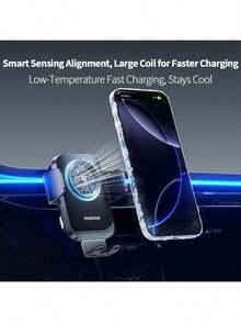 CM36ACND Car Wireless Charging Mount: Shockproof And Stable Support, 15W Wireless Charging, Air Vent Mount, Automatic Induction Charging, Black - Black - View 3