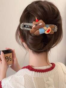 1pc Vintage Fabric Button Bow Hair Clip For Women - A Simple And Elegant Hair Accessory With A Classic Touch, Claw Clips, Hair Slide, Hair Barrettes, Hair Accessories - Multicolor - View 7